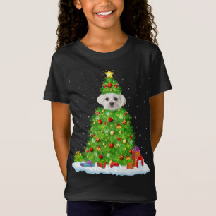 Xmas Decorations Lights Santa Maltese Dog Christma T-Shirt