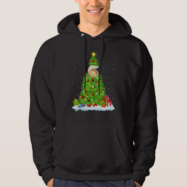Xmas Decorations Lights Santa Oyster Christmas Tre Hoodie (Front)