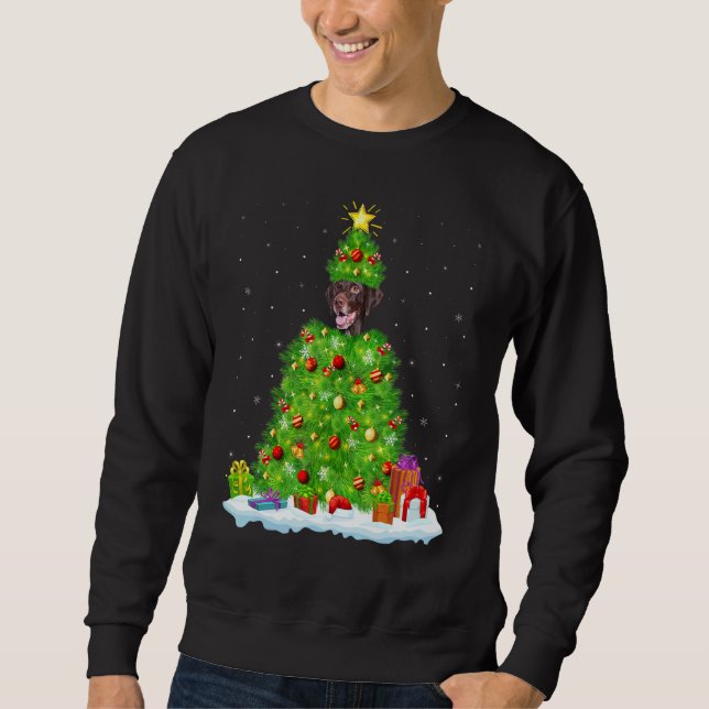 Xmas Decorations Lights Santa Pointer Dog Christma Sweatshirt (Front)