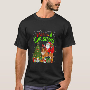 Xmas Decorations Lights Santa Riding Collie Dog Ch T-Shirt