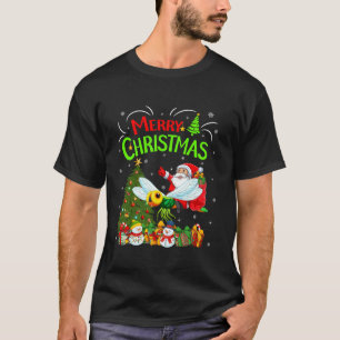 Xmas Decorations Lights Santa Riding Dragonfly Chr T-Shirt