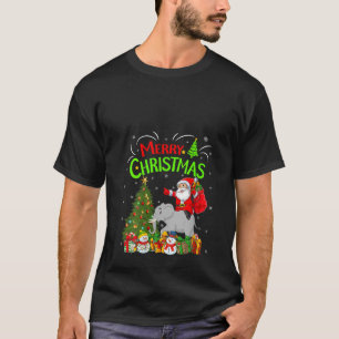 Xmas Decorations Lights Santa Riding Elephant Chri T-Shirt