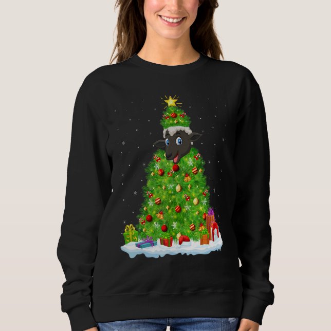 Xmas Decorations Lights Santa Sheep Christmas Tree Sweatshirt (Front)