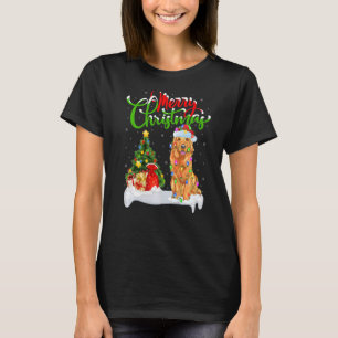 Xmas Decorations Santa Golden Retriever Dog Christ T-Shirt