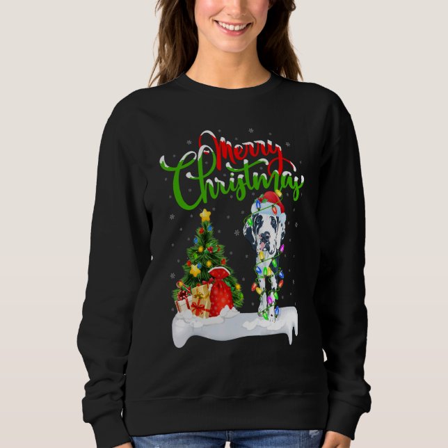 Xmas Decorations Santa Great Dane Dog Christmas Sweatshirt (Front)