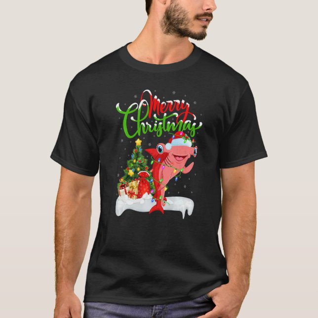 Xmas Decorations Santa Hammerhead Shark Christmas  T-Shirt (Front)