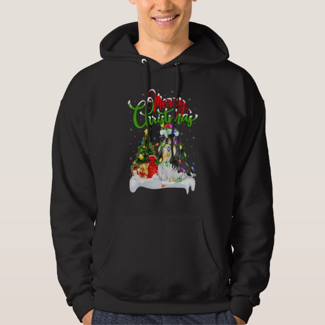 Xmas Decorations Santa Shih Tzu Dog Christmas Hoodie (Front)