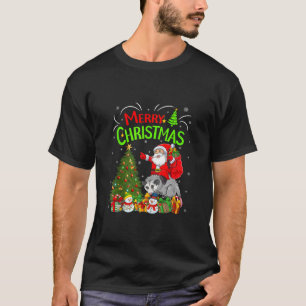 Xmas Decorations Tree Lights Santa Riding Opossum  T-Shirt