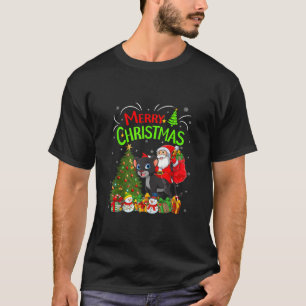 Xmas Decorations Tree Lights Santa Riding Panther  T-Shirt