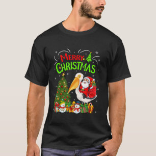 Xmas Decorations Tree Lights Santa Riding Pelican  T-Shirt