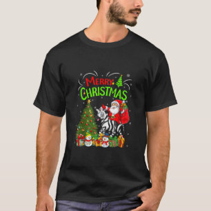 Xmas Decorations Tree Lights Santa Riding Zebra Ch T-Shirt