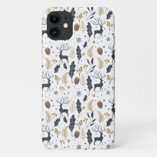 Xmas Deer and Leaves Joyful Greetings Collection Case-Mate iPhone Case