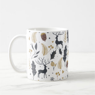 Xmas Deer and Leaves Joyful Greetings Collection Coffee Mug