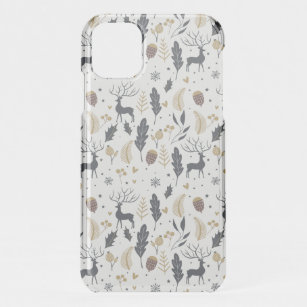 Xmas Deer and Leaves Joyful Greetings Collection iPhone 11 Case