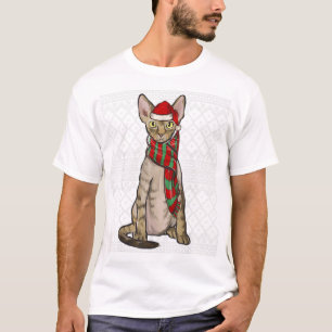 Xmas Devon Rex Cat Santa Claus Hat Ugly T-Shirt
