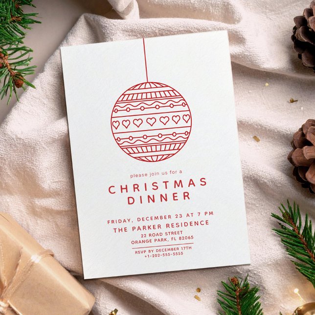 Xmas Dinner with Red Christmas Ball Invitation (Creator Uploaded)