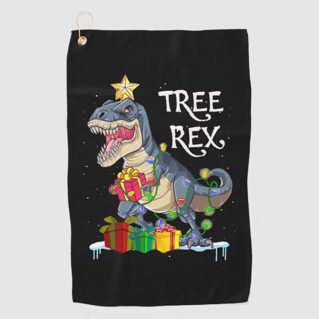 Xmas Dinosaur Tree Rex   Golf Towel (Front)