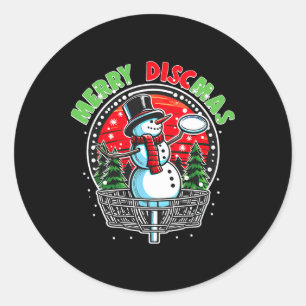 Xmas Disc Golfer Snowman Merry Discmas Disc Golf S Classic Round Sticker