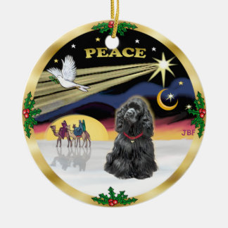 Xmas Dove - Black Cocker Spaniel Ceramic Tree Decoration