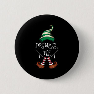 Xmas Drumsticks Music Matching Drummer Elf Pajama  6 Cm Round Badge