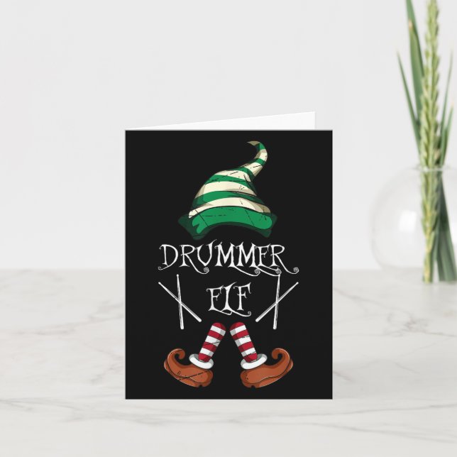Xmas Drumsticks Music Matching Drummer Elf Pajama  Card (Front)