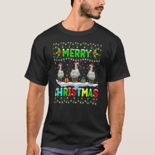 Xmas Duck Bird Lighting Santa Merry Christmas Musc T-Shirt