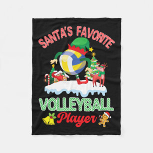Xmas Elf Playing On Snow Santa's Favourite Volleyb Fleece Blanket