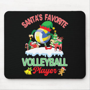 Xmas Elf Playing On Snow Santa's Favourite Volleyb Mouse Pad