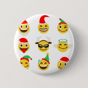xmas emoji happy faces 6 cm round badge