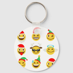 xmas emoji happy faces key ring