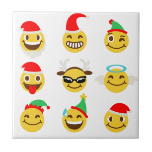 xmas emoji happy faces tile