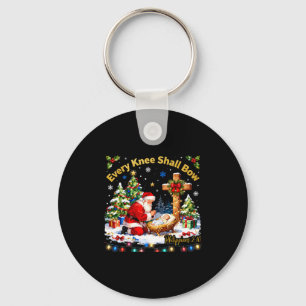 Xmas Every Knee Shall Bow Santa Christmas Nativity Key Ring