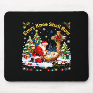 Xmas Every Knee Shall Bow Santa Christmas Nativity Mouse Pad
