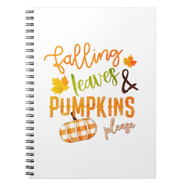 Xmas Falling Leaves & Pumpkins Please Thanksgiving Notebook (Front)