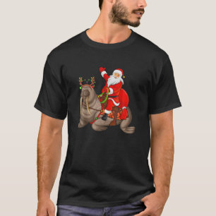 Xmas Family Matching Funny Santa Riding Sea Lion C T-Shirt