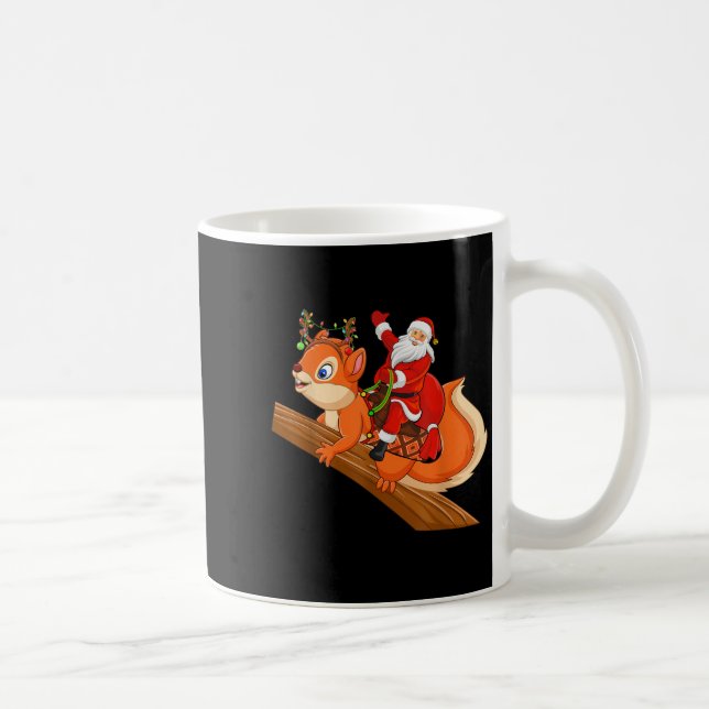 Xmas Family Matching Funny Santa Riding Squirrel C Coffee Mug (Right)