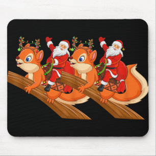Xmas Family Matching Funny Santa Riding Squirrel C Mouse Pad