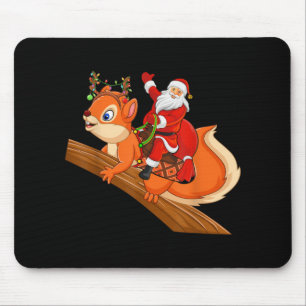 Xmas Family Matching Funny Santa Riding Squirrel C Mouse Pad