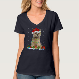 Xmas Family Matching Santa Hat Cairn Terrier Dog C T-Shirt