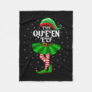 Xmas Family Matching Women Girls Mum The Queen Elf Fleece Blanket