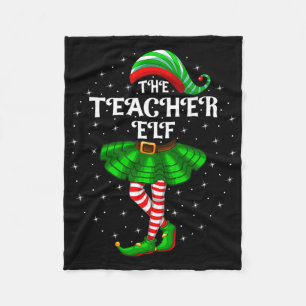 Xmas Family Matching Women Girls The Teacher Elf C Fleece Blanket