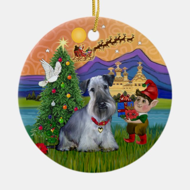 Xmas Fantasy - Cesky Terrier Ceramic Tree Decoration (Front)