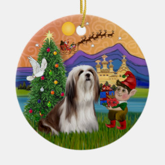 Xmas Fantasy - Lhasa Apso Ceramic Tree Decoration