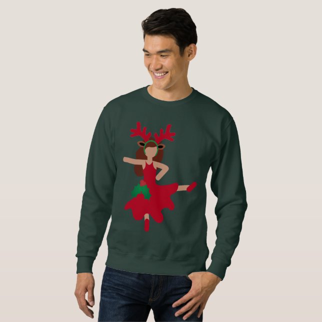 xmas flamenco dancer emoji mens sweatshirt (Front Full)