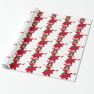 xmas flamenco dancer emoji wrapping paper