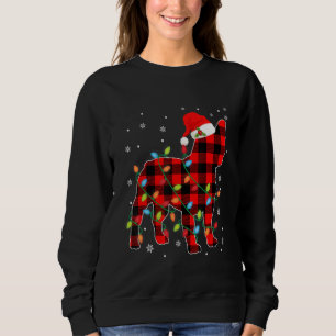 Xmas French Bulldog Dog Red Plaid Christmas Lights Sweatshirt