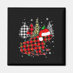 Xmas Frog Animals Christmas Buffalo Plaid Leopard Magnet