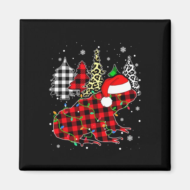 Xmas Frog Animals Christmas Buffalo Plaid Leopard  Magnet (Front)