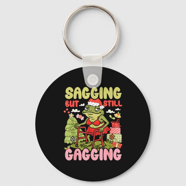 Xmas Funny Frog Meme Christmas Sagging But Still G Key Ring (Front)