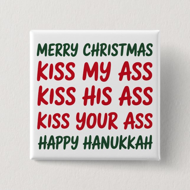 Xmas Funny Merry Christmas Sarcastic Rude 15 Cm Square Badge (Front)